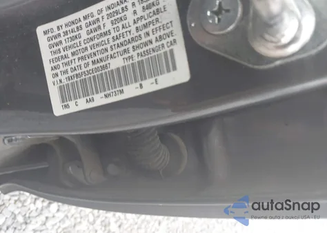 2012 Honda Civic Sdn Cng/Natural Gas z USA, uszkodzony, nr VIN 19XFB5F53CE003667